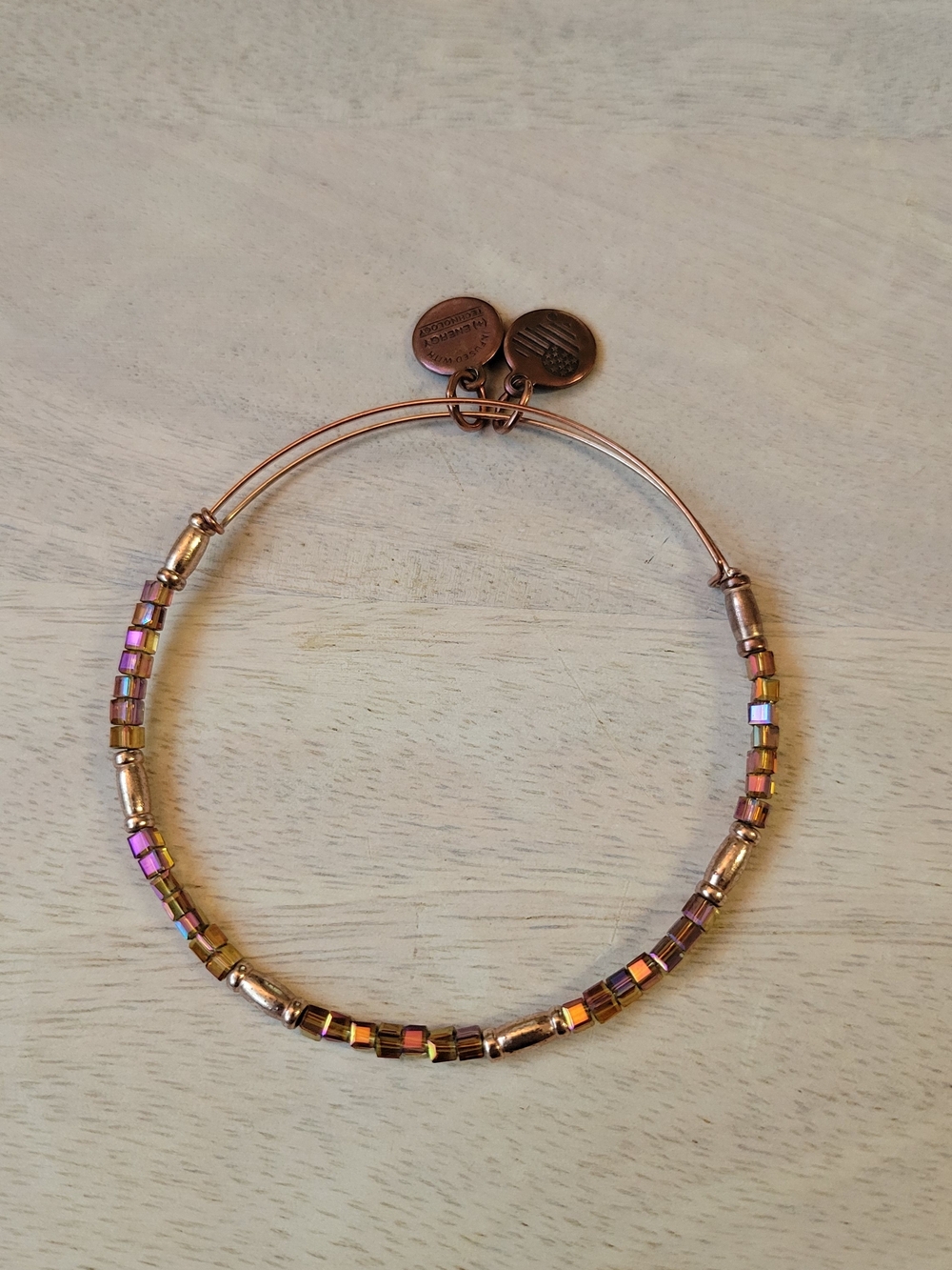 Alex and Ani Copper-Tone Beaded Bracelet with Iridescent Accents